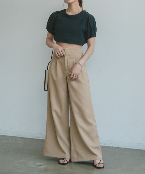 VANNIE U(ヴァニーユー)の「折り返しウエストワイドスラックス/SMLサイズあり(スラックス・レディース・グレー/ブラック/ベージュ・SMALL/MEDIUM/LARGE)」の10枚目の写真