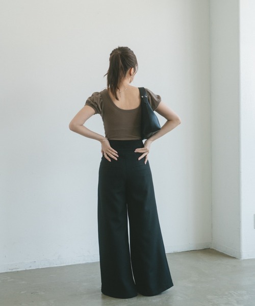 VANNIE U(ヴァニーユー)の「折り返しウエストワイドスラックス/SMLサイズあり(スラックス・レディース・グレー/ブラック/ベージュ・SMALL/MEDIUM/LARGE)」の20枚目の写真