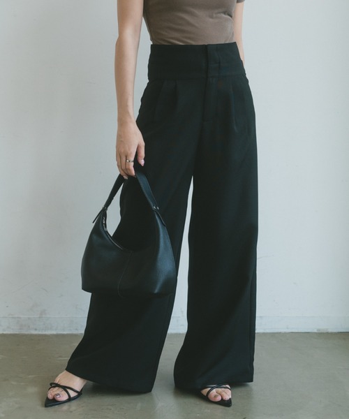 VANNIE U(ヴァニーユー)の「折り返しウエストワイドスラックス/SMLサイズあり(スラックス・レディース・グレー/ブラック/ベージュ・SMALL/MEDIUM/LARGE)」の17枚目の写真