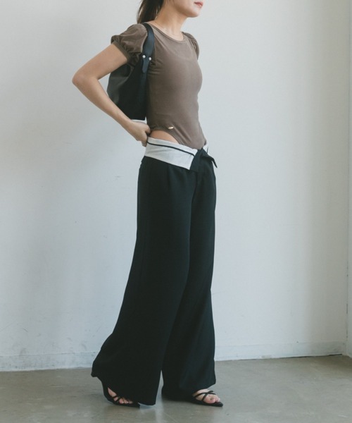 VANNIE U(ヴァニーユー)の「折り返しウエストワイドスラックス/SMLサイズあり(スラックス・レディース・グレー/ブラック/ベージュ・SMALL/MEDIUM/LARGE)」の14枚目の写真