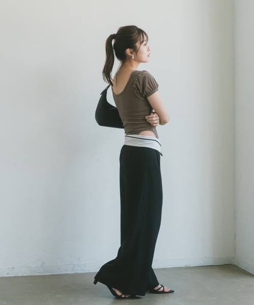 VANNIE U(ヴァニーユー)の「折り返しウエストワイドスラックス/SMLサイズあり(スラックス・レディース・グレー/ブラック/ベージュ・SMALL/MEDIUM/LARGE)」の15枚目の写真