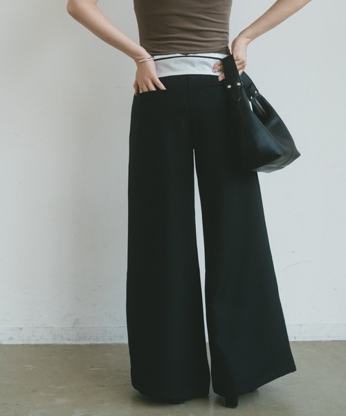 VANNIE U(ヴァニーユー)の「折り返しウエストワイドスラックス/SMLサイズあり(スラックス・レディース・グレー/ブラック/ベージュ・SMALL/MEDIUM/LARGE)」の16枚目の写真