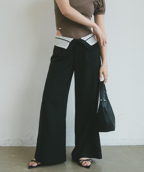 VANNIE U(ヴァニーユー)の「折り返しウエストワイドスラックス/SMLサイズあり(スラックス・レディース・グレー/ブラック/ベージュ・SMALL/MEDIUM/LARGE)」の11枚目の写真