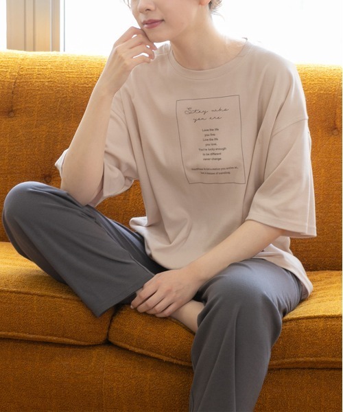 ad thie(アドティエ)の「ルームウエア セットアップ(SL)(ルームウェア/パジャマ・レディース・ホワイト系/ピンク系/チャコールグレー×ブラック/アイボリー系/ベージュ系/ブラウン/チャコールグレー/ピンク系2/ベージュ系2/ホワイト系2/ブラウン系2/アイボリー系2・MEDIUM/SMALL/FREE/LL)」の7枚目の写真