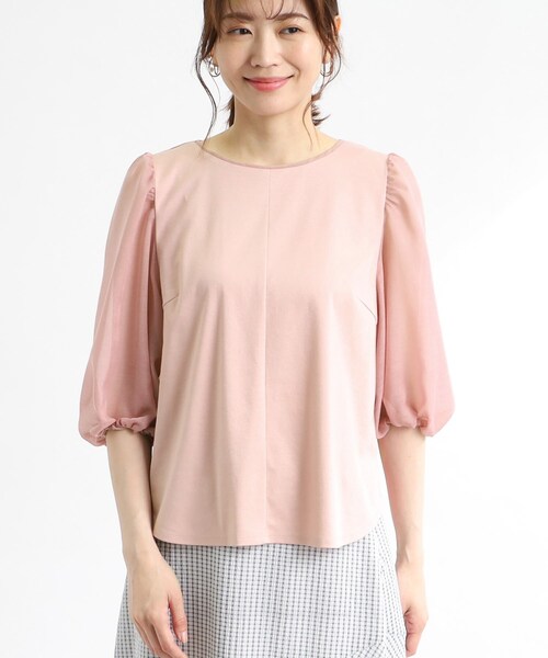 【接触冷感/洗える】ボリュームスリーブTブラウス