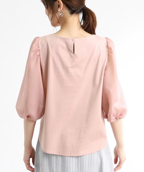 【接触冷感/洗える】ボリュームスリーブTブラウス