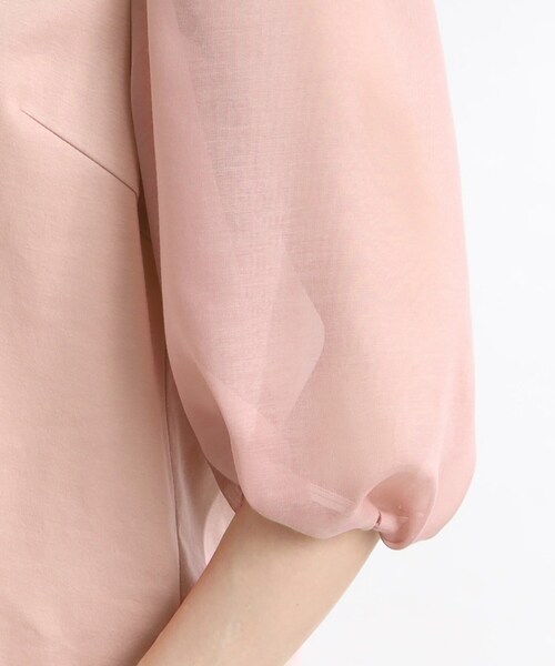 【接触冷感/洗える】ボリュームスリーブTブラウス