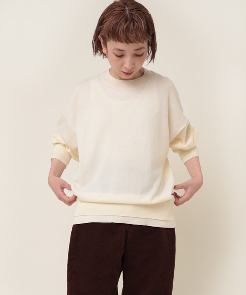 RNA-N(アールエヌエーエヌ)の「K2631 コットンレイヤードプルオーバー(ニット/セーター・レディース・キナリ/テラコッタ/ブラック/ダークグリーン・MEDIUM)」の5枚目の写真