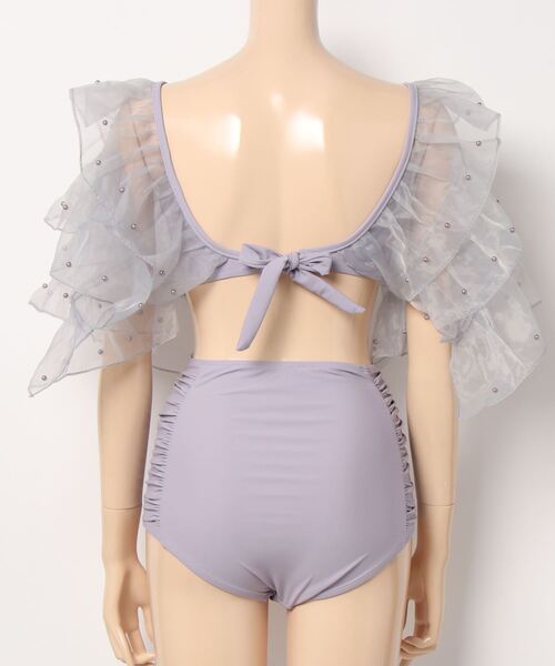 Jasmine Grandiflorum（ジャスミングランディフローラム）の「ビーズフリルスリーブスイムウェア (SS)（水着・レディース・グレー/ホワイト・MEDIUM/LARGE/X-LARGE）」の4枚目の写真