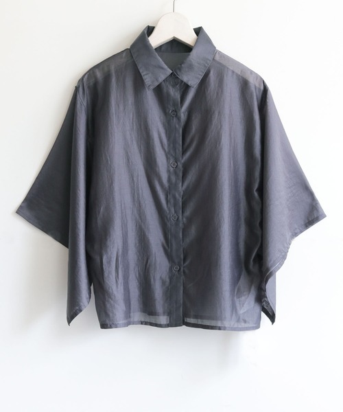 cheriella（シェリエラ）の「【cheriella】WEB限定スクエアスリーブスリットシアーシャツ（シャツ/ブラウス・レディース・オフホワイト/チャコール/ブラック・M）」の11枚目の写真