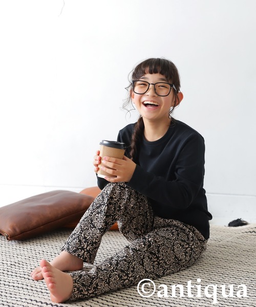 antiqua（アンティカ）の「綿100%ダマスク柄長袖ルームウエア（ルームウェア/パジャマ・キッズ・ブラック・120/130/140/150/160）」の10枚目の写真