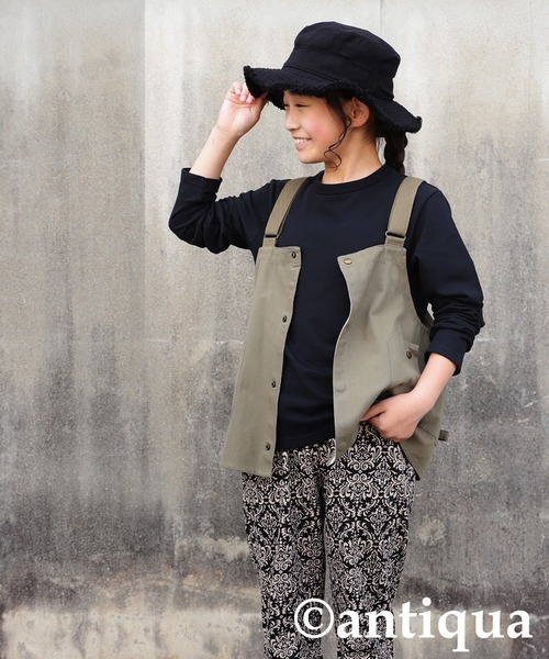 antiqua（アンティカ）の「綿100%ダマスク柄長袖ルームウエア（ルームウェア/パジャマ・キッズ・ブラック・120/130/140/150/160）」の11枚目の写真