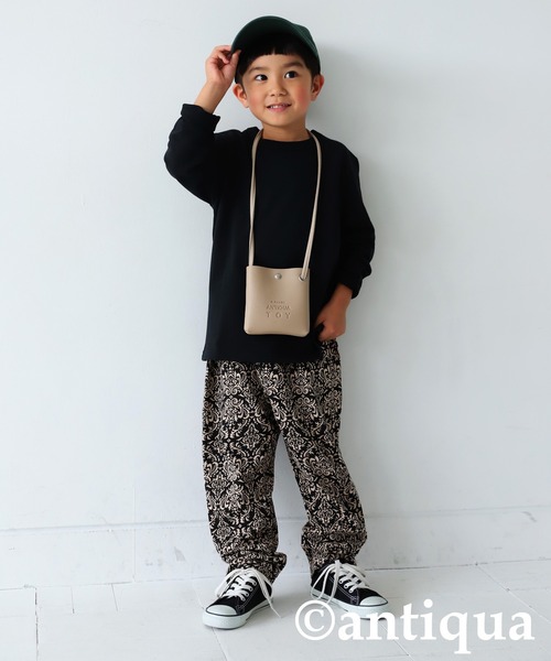 antiqua（アンティカ）の「綿100%ダマスク柄長袖ルームウエア（ルームウェア/パジャマ・キッズ・ブラック・120/130/140/150/160）」の21枚目の写真