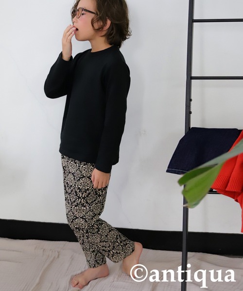 antiqua（アンティカ）の「綿100%ダマスク柄長袖ルームウエア（ルームウェア/パジャマ・キッズ・ブラック・120/130/140/150/160）」の7枚目の写真