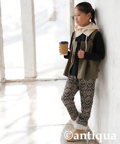 antiqua（アンティカ）の「綿100%ダマスク柄長袖ルームウエア（ルームウェア/パジャマ・キッズ・ブラック・120/130/140/150/160）」の14枚目の写真