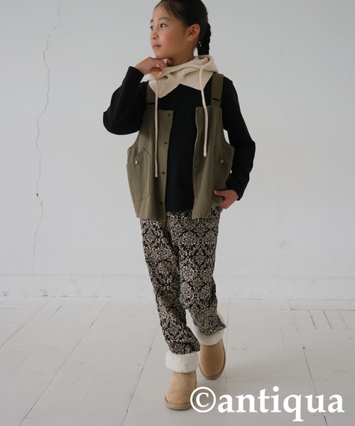 antiqua（アンティカ）の「綿100%ダマスク柄長袖ルームウエア（ルームウェア/パジャマ・キッズ・ブラック・120/130/140/150/160）」の18枚目の写真