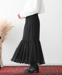 チュールシフォンドッキングマーメイドスカート