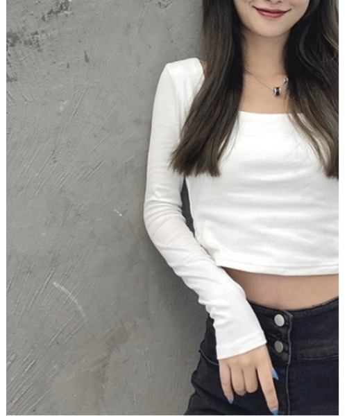 NANEA(ナネア)の「スクエアネッククロップドロングTシャツ(Tシャツ/カットソー・レディース・ホワイト/ライトグレー/ブラック/杢グレー/ピンク/ボルドー・LARGE/MEDIUM)」の17枚目の写真