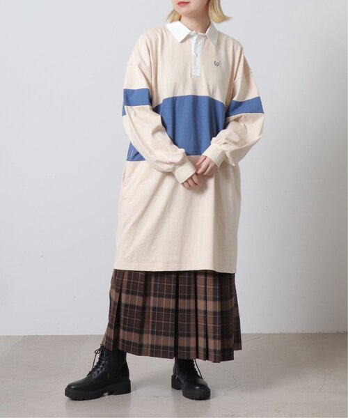 DOUBLE NAME（ダブルネーム）の「配色ラガーポロ衿ワンピース（ワンピース・レディース・キナリ/グリーン/ネイビー・FREE）」の8枚目の写真