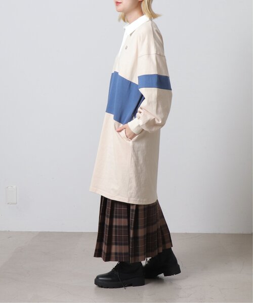 DOUBLE NAME（ダブルネーム）の「配色ラガーポロ衿ワンピース（ワンピース・レディース・キナリ/グリーン/ネイビー・FREE）」の9枚目の写真