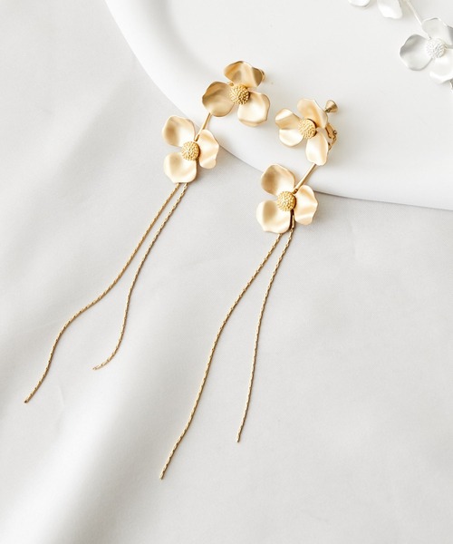 VIS（ビス）の「ダブルフラワーロングイヤリング（イヤリング・レディース・ゴールド/シルバー・FREE）」の8枚目の写真