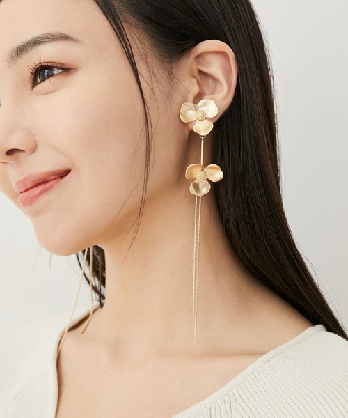 VIS（ビス）の「ダブルフラワーロングイヤリング（イヤリング・レディース・ゴールド/シルバー・FREE）」の9枚目の写真