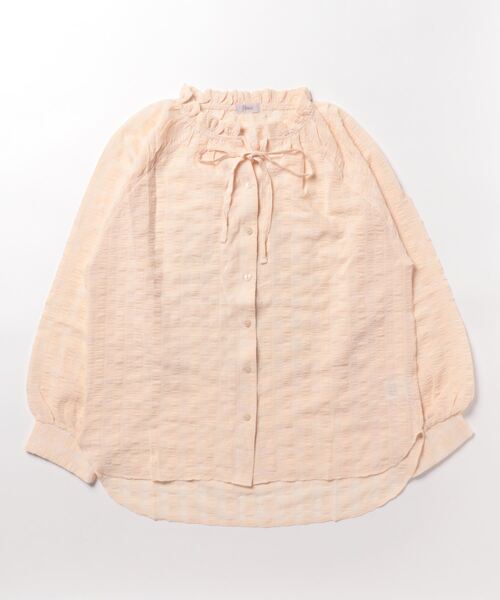 flower(フラワー)の「シアーフリルブラウス(シャツ/ブラウス・レディース・ベージュ/ネイビー・FREE)」の13枚目の写真