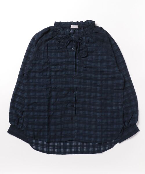 flower(フラワー)の「シアーフリルブラウス(シャツ/ブラウス・レディース・ベージュ/ネイビー・FREE)」の14枚目の写真