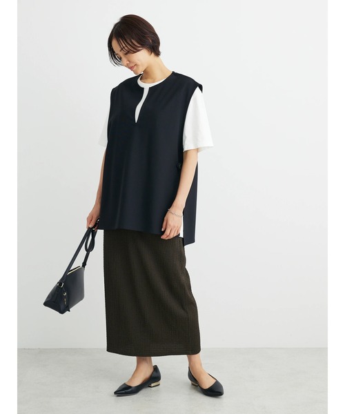 Green　Parks（グリーンパークス）の「キーネックカットベスト（ベスト・レディース・ブラック/ベージュ・FREE）」の15枚目の写真