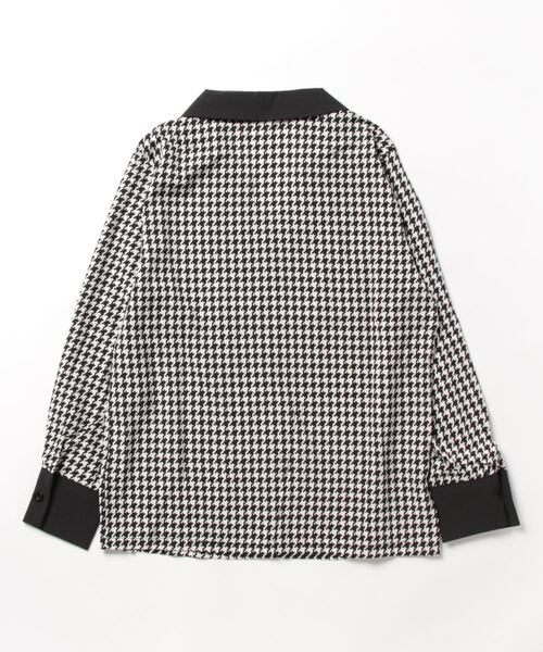 i-dare(アイディア)の「【i-dare】千鳥柄 オープンカラーシャツ クレリックシャツ(シャツ/ブラウス・レディース・ブラウン/ブラック・SMALL/MEDIUM/LARGE/X-LARGE)」の4枚目の写真