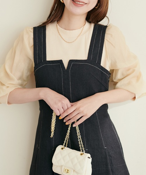 natural couture(ナチュラルクチュール)の「異素材シアー袖コンテレコTOPS(Tシャツ/カットソー・レディース・オフホワイト/ブラウン/ライトベージュ/ブラック・FREE)」の20枚目の写真