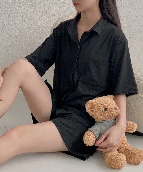 MAISON DE THERESE（メゾン ド テレーズ）の「2点上下セットルームウェア/パジャマ（トップス＆ショートパンツ）（ルームウェア/パジャマ・レディース・ブラック・M）」の8枚目の写真