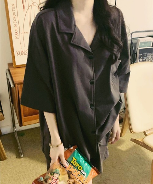 MAISON DE THERESE（メゾン ド テレーズ）の「2点上下セットルームウェア/パジャマ（トップス＆ショートパンツ）（ルームウェア/パジャマ・レディース・ブラック・M）」の7枚目の写真