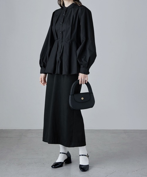 etoll.（エトル）の「フレアウエストタックスタンドブラウス（シャツ/ブラウス・レディース・ブラック/オフホワイト/ブルー・M）」の14枚目の写真