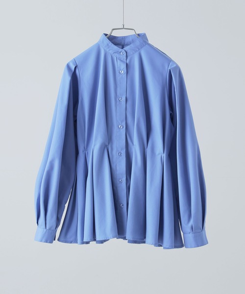 etoll.（エトル）の「フレアウエストタックスタンドブラウス（シャツ/ブラウス・レディース・ブラック/オフホワイト/ブルー・M）」の10枚目の写真