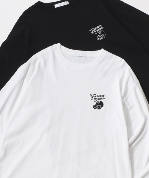 Lazar（ラザル）の「Lazar 別注 Ball ＆ Dice Tee/オーバーサイズ ストリート ワンポイント刺繍 バックプリント ロングスリーブTシャツ/ロンT/レディース メンズ（Tシャツ/カットソー・メンズ・ブラック系その他/ホワイト系その他2/ブラック系その他3/ブラック/ブラック系その他2/ホワイト系その他/ホワイト系その他3/ホワイト/ホワイト系その他4/ブラック系その他5/ホワイト系その他5/ホワイト系その他6/ブラック系その他4/ブラック系その他6・M/L/LL）」の3枚目の写真