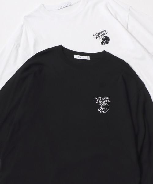 Lazar（ラザル）の「Lazar 別注 Ball ＆ Dice Tee/オーバーサイズ ストリート ワンポイント刺繍 バックプリント ロングスリーブTシャツ/ロンT/レディース メンズ（Tシャツ/カットソー・メンズ・ブラック系その他/ホワイト系その他2/ブラック系その他3/ブラック/ブラック系その他2/ホワイト系その他/ホワイト系その他3/ホワイト/ホワイト系その他4/ブラック系その他5/ホワイト系その他5/ホワイト系その他6/ブラック系その他4/ブラック系その他6・M/L/LL）」の9枚目の写真