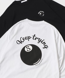 Lazar 別注 Ball & Dice Tee/オーバーサイズ ストリート ワンポイント刺繍 バックプリント ロングスリーブTシャツ/ロンT/レディース メンズ