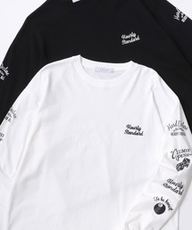 Lazar 別注 Ball & Dice Tee/オーバーサイズ ストリート ワンポイント刺繍 バックプリント ロングスリーブTシャツ/ロンT/レディース メンズ