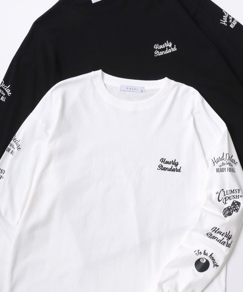 Lazar（ラザル）の「Lazar 別注 Ball ＆ Dice Tee/オーバーサイズ ストリート ワンポイント刺繍 バックプリント ロングスリーブTシャツ/ロンT/レディース メンズ（Tシャツ/カットソー・メンズ・ブラック系その他/ホワイト系その他2/ブラック系その他3/ブラック/ブラック系その他2/ホワイト系その他/ホワイト系その他3/ホワイト/ホワイト系その他4/ブラック系その他5/ホワイト系その他5/ホワイト系その他6/ブラック系その他4/ブラック系その他6・M/L/LL）」の8枚目の写真