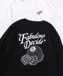Lazar 別注 Ball & Dice Tee/オーバーサイズ ストリート ワンポイント刺繍 バックプリント ロングスリーブTシャツ/ロンT/レディース メンズ