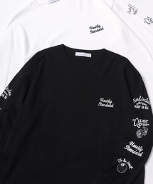 Lazar 別注 Ball & Dice Tee/オーバーサイズ ストリート ワンポイント刺繍 バックプリント ロングスリーブTシャツ/ロンT/レディース メンズ