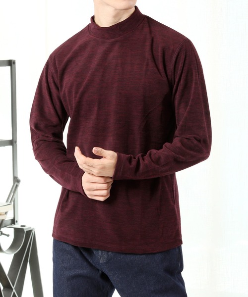 TopIsm（トップイズム）の「カチオン染めフリース モックネック カットソー（ニット/セーター・メンズ・チャコールグレー/ネイビー/杢グレー/ワインレッド・L/LL/M）」の4枚目の写真