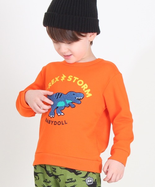 BABYDOLL（ベビードール）の「サガラトレーナー 8751K（スウェット・キッズ・チェリーピンク/マスタード/ベージュ/レッド/ブラック/チャコールグレー/パープル/オレンジ/アッシュグレー/ブルー/ネイビー/ライトグリーン系1・120cm/130cm/100cm/110cm/90cm）」の12枚目の写真