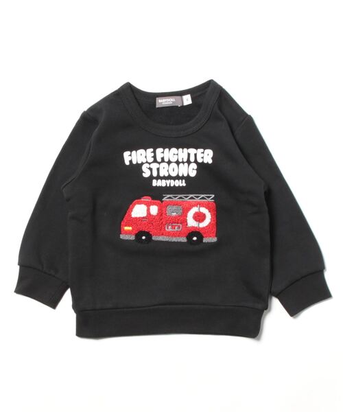 BABYDOLL（ベビードール）の「サガラトレーナー 8751K（スウェット・キッズ・チェリーピンク/マスタード/ベージュ/レッド/ブラック/チャコールグレー/パープル/オレンジ/アッシュグレー/ブルー/ネイビー/ライトグリーン系1・120cm/130cm/100cm/110cm/90cm）」の2枚目の写真