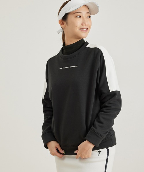 JUN&ROPE'(ジュンアンドロペ)の「【保温】シルキータッチ裏ボア配色プルオーバー(Tシャツ/カットソー・レディース・ブラック/ベージュ/ホワイト・M/L/S)」の1枚目の写真