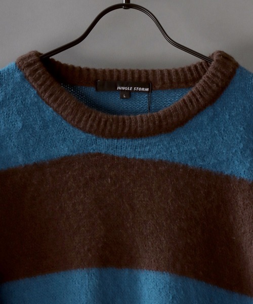 SITRY(シトリー)の「mohair style border crew knit sweater/モヘア ライク ボーダー クルーネック ニット(ニット/セーター・メンズ・オフホワイト/ブルー/グリーン・M/L)」の4枚目の写真
