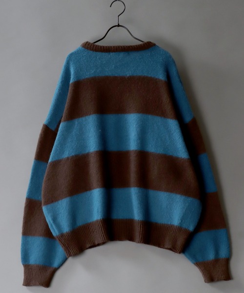 SITRY(シトリー)の「mohair style border crew knit sweater/モヘア ライク ボーダー クルーネック ニット(ニット/セーター・メンズ・オフホワイト/ブルー/グリーン・M/L)」の7枚目の写真
