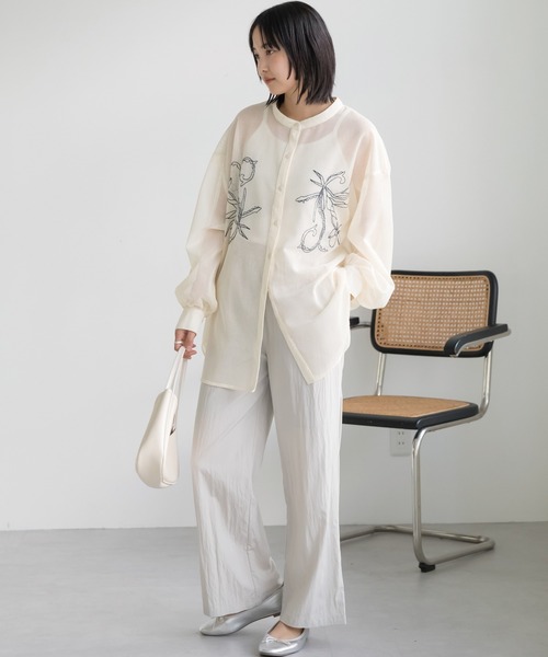 LAVEANGE（ラビアンジェ）の「刺繍メッシュブラウス（シャツ/ブラウス・レディース・アイボリー/ブラック・4L/3L/LL/M）」の21枚目の写真