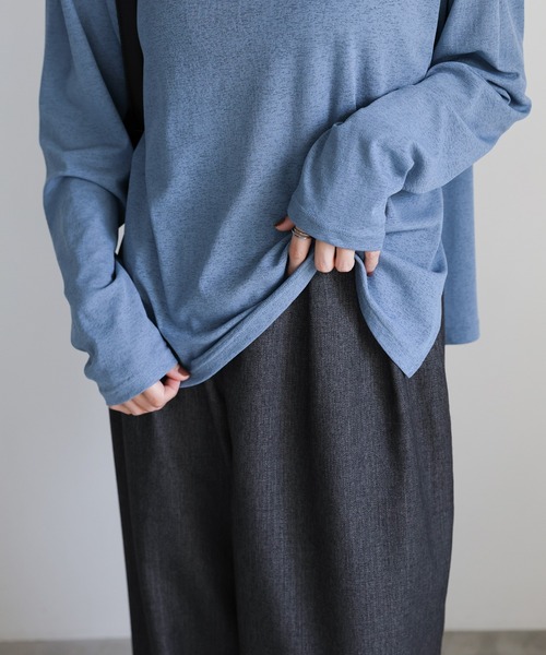 セール】スラブシアークルーネックトップス（Tシャツ/カットソー